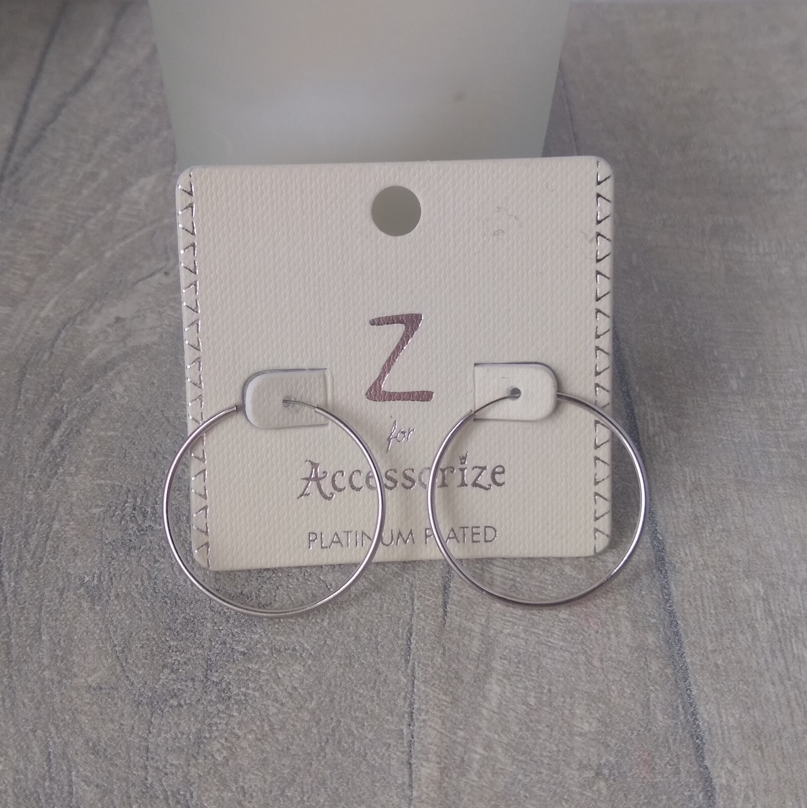 Z for Accessorize Platinum Plated Hoop Earrings 2.5cm Everyday Classic Gift New