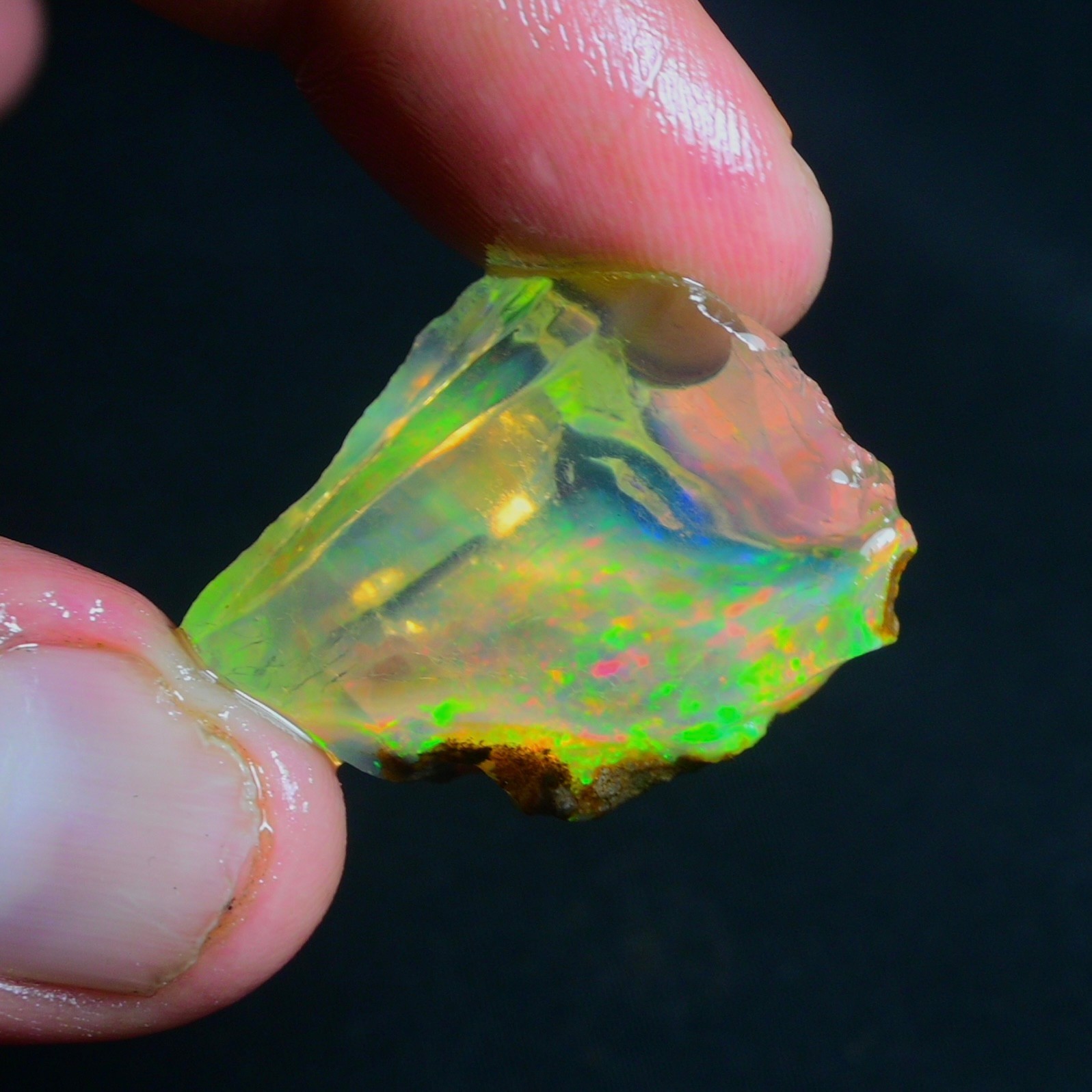 Stunning Multi Fire Natural Ethiopian Oil Opal Rough 50.00 Cts Raw Opal Specimen