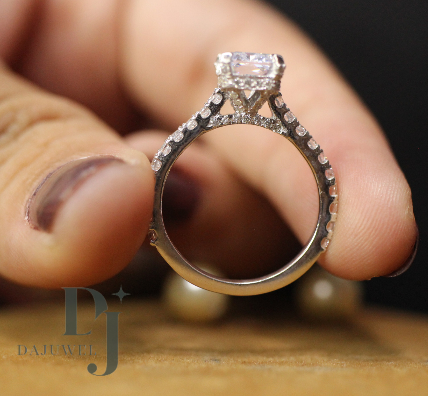 Moissanite Solitaire Engagement Ring 2.50 Carat Radiant Cut Solid 14K White Gold