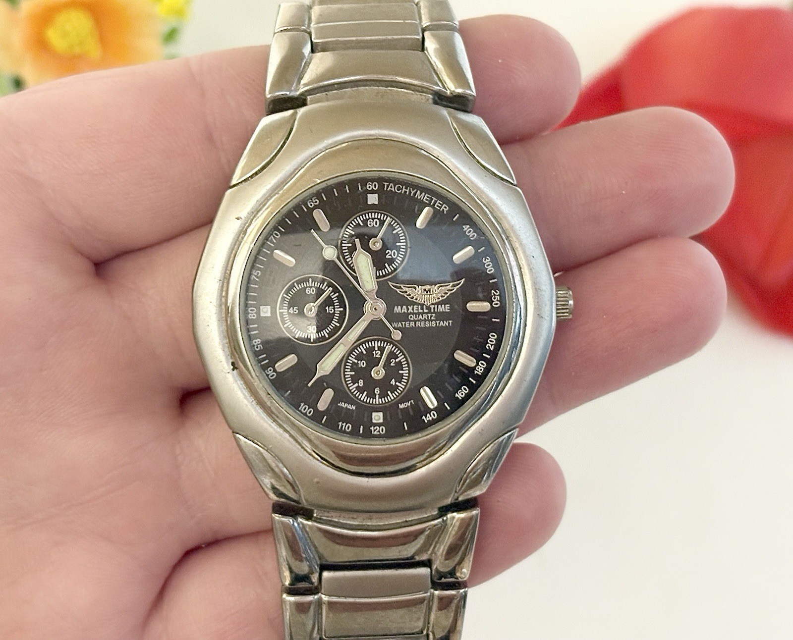 Maxell Time Men’s Chronograph Sport Watch WORKING! Gents Stylish Luxury Fashion