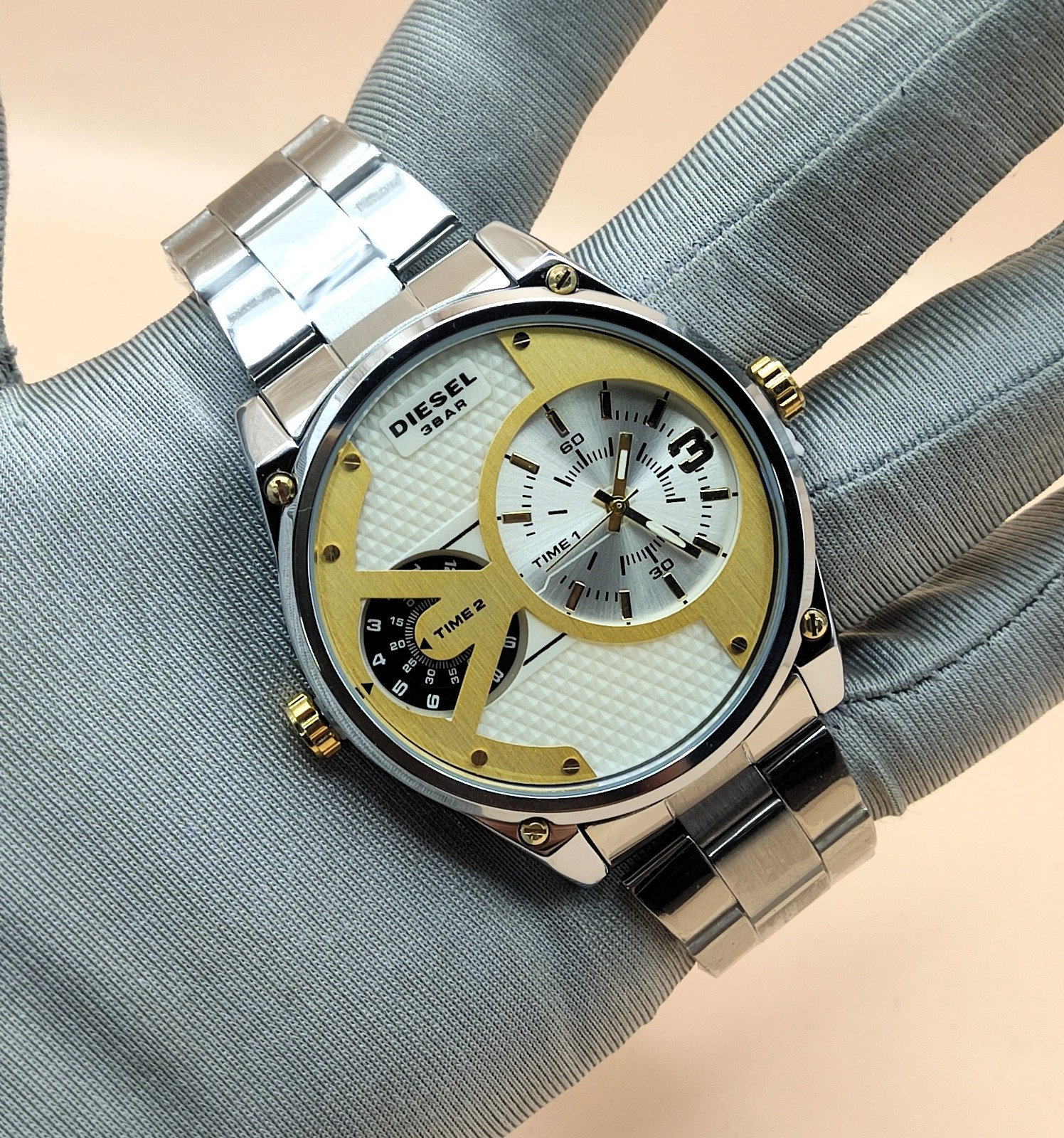 Luxury Diesel Only The Brave 3 Bar Dual Time Refurbished Men’s Wrist Watch