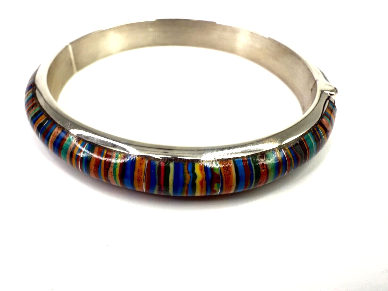 Mine Finds by Jay King Sterling Silver Rainbow Calsilica Bangle Bracelet