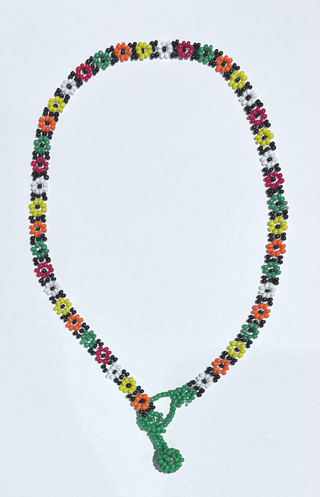 Beaded Flower Necklace Choker Design Red White Green Orange Yellow Black Beads