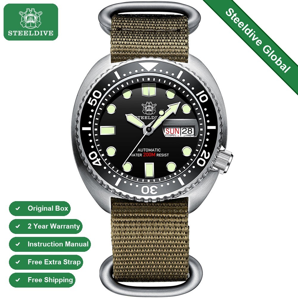 STEELDIVE SD1972 Mens 45mm 200M Automatic Dive Watch NH36 Steel