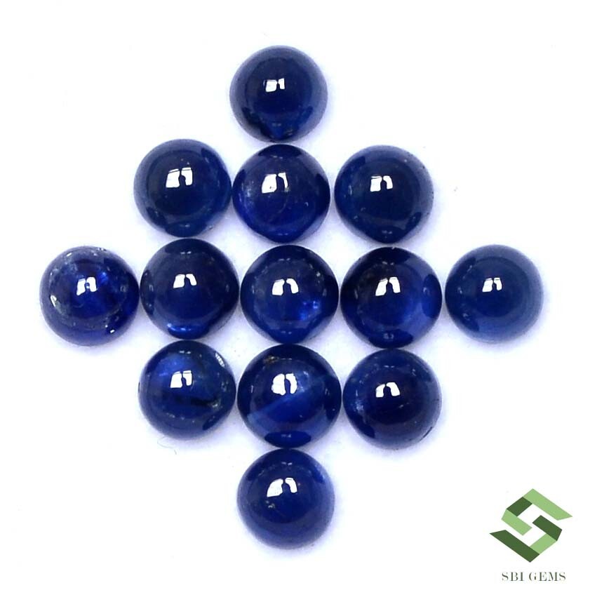 4 mm Natural Blue Sapphire Round Cabochon Lot 13 Pcs 6.16 CTS Loose Gemstones
