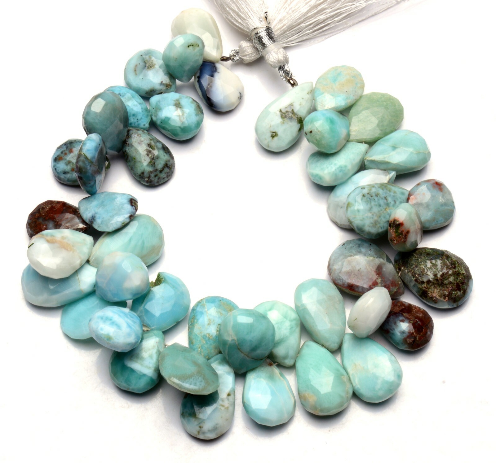 Natural Gem Larimar 14×10 to 18x12MM Size Pear Shape Briolettes Beads 8″ Strand