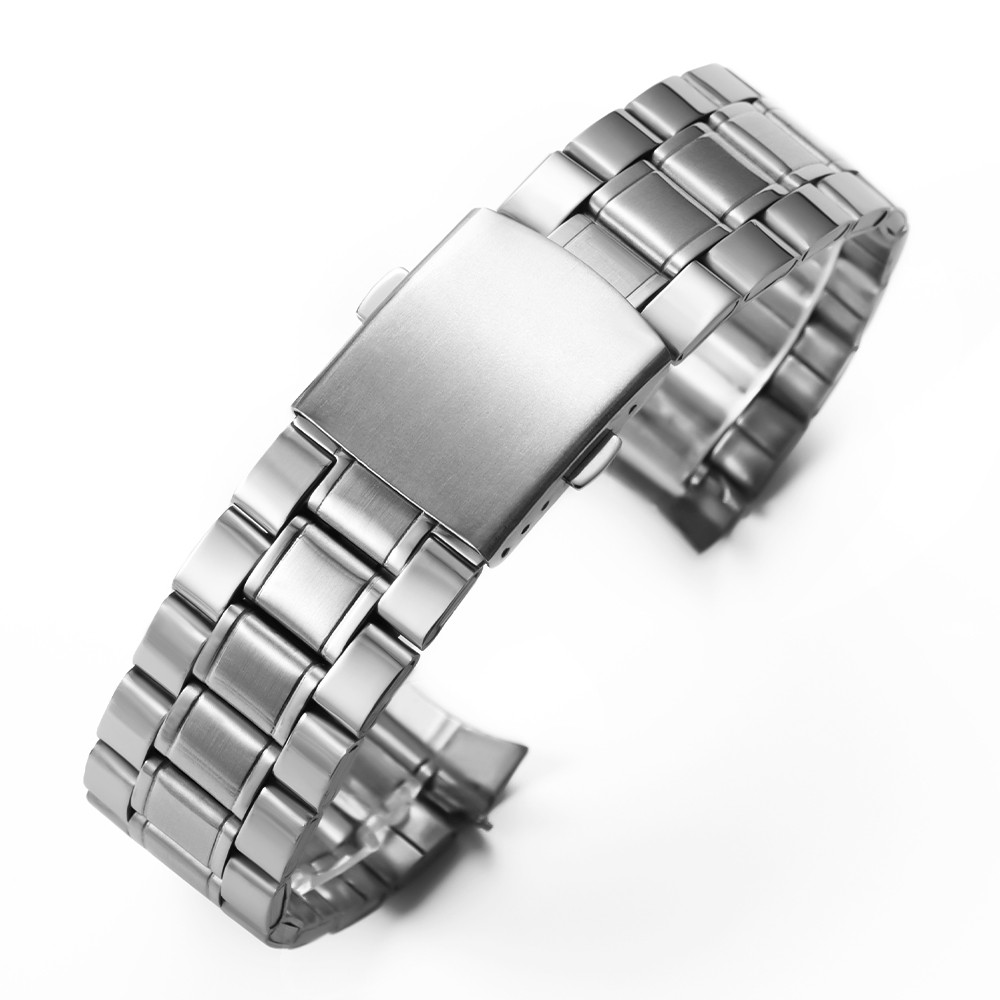 22mm Silver Hollow Curved End Steel Watch Band Strap Bracelet For SEIKO SKX007