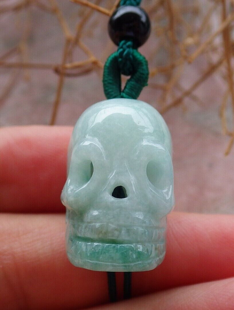 Video Certified Green Natural A Jade jadeite pendant Human Skull Head 骷髅头 408160