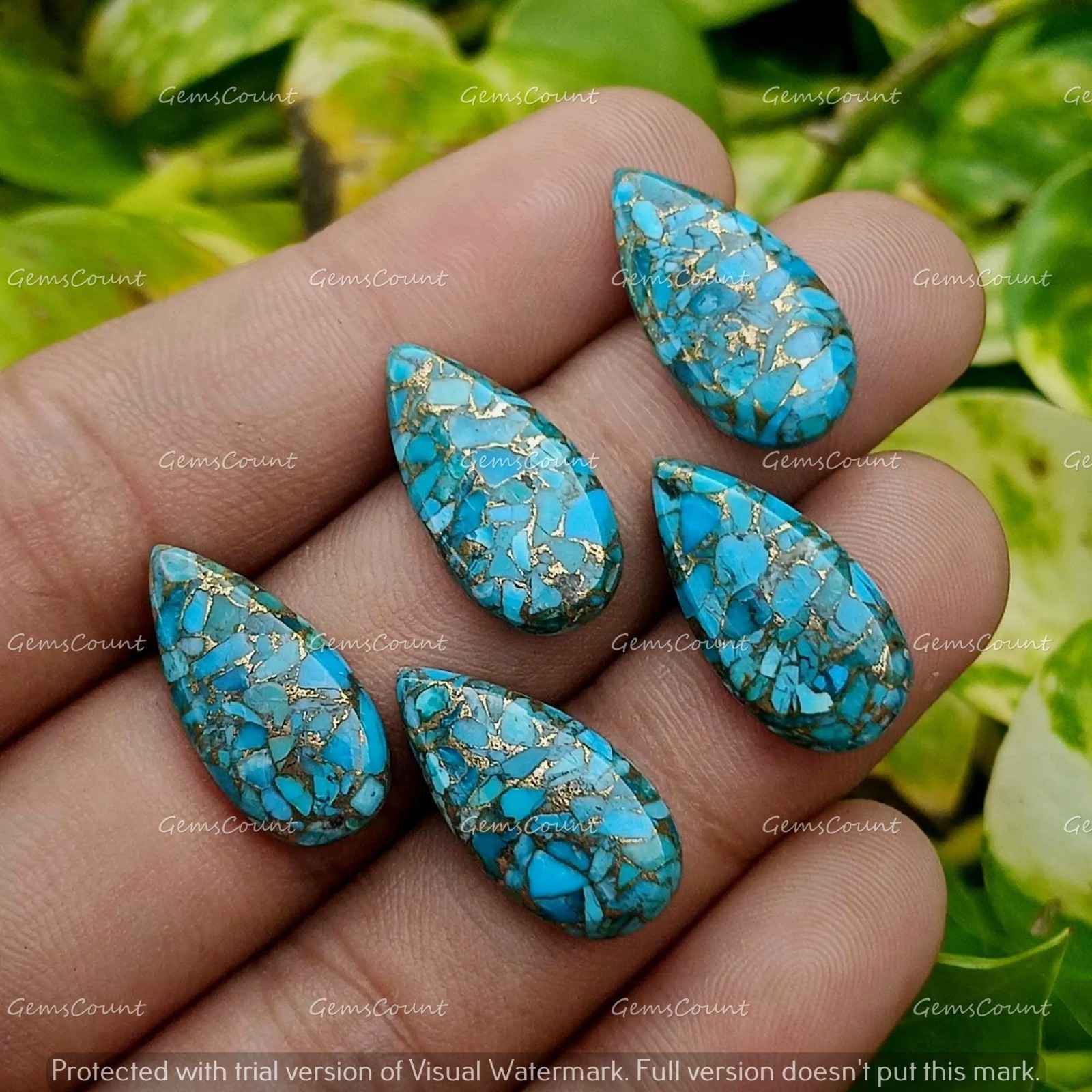 Natural Blue Copper Turquoise Long Pear Cabochon Healing Gemstone 5x10mm-15x30mm