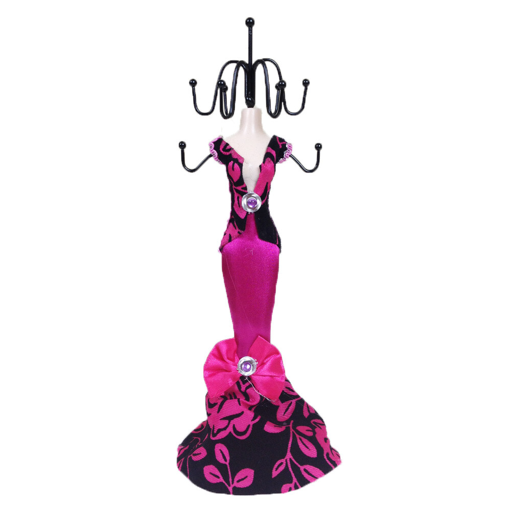 H-pink Mannequin Dress Jewelry Earring Necklace Stand Display Holder M162-A1