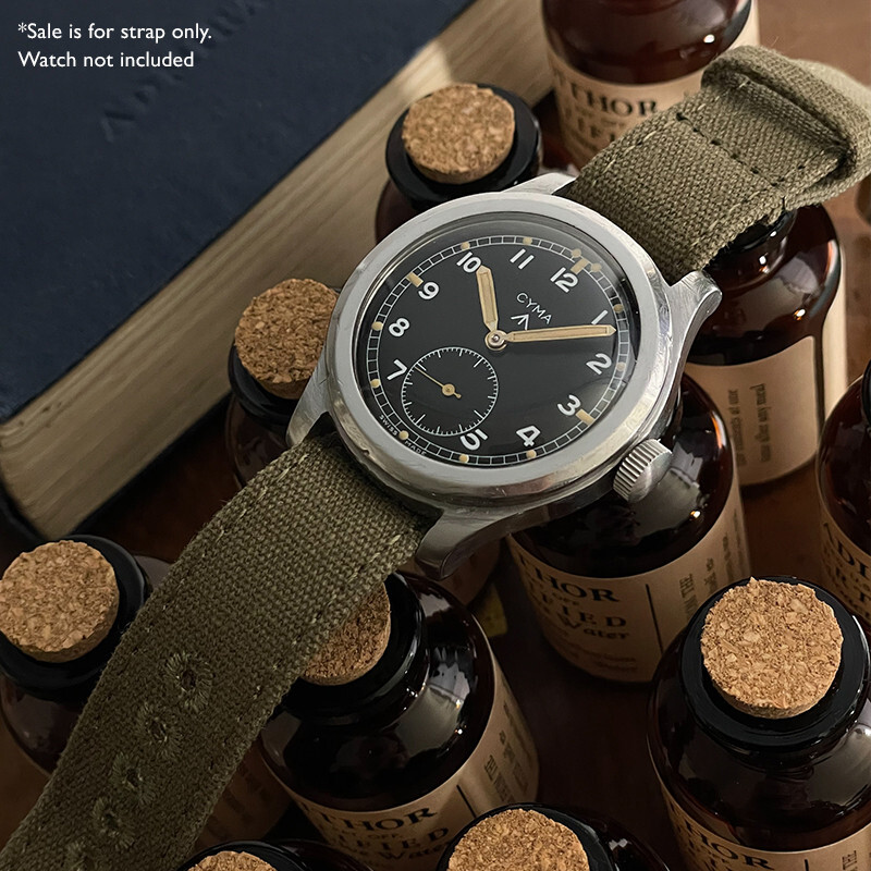 20mm Vintage Military Olive Drab Canvas Watch Strap OD#7 WWII