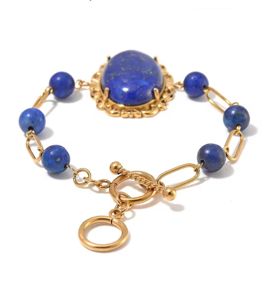 Lapis Lazuli 13.00 ctw Bracelet in ION Plated YG Stainless Steel (7.50-9.0In)