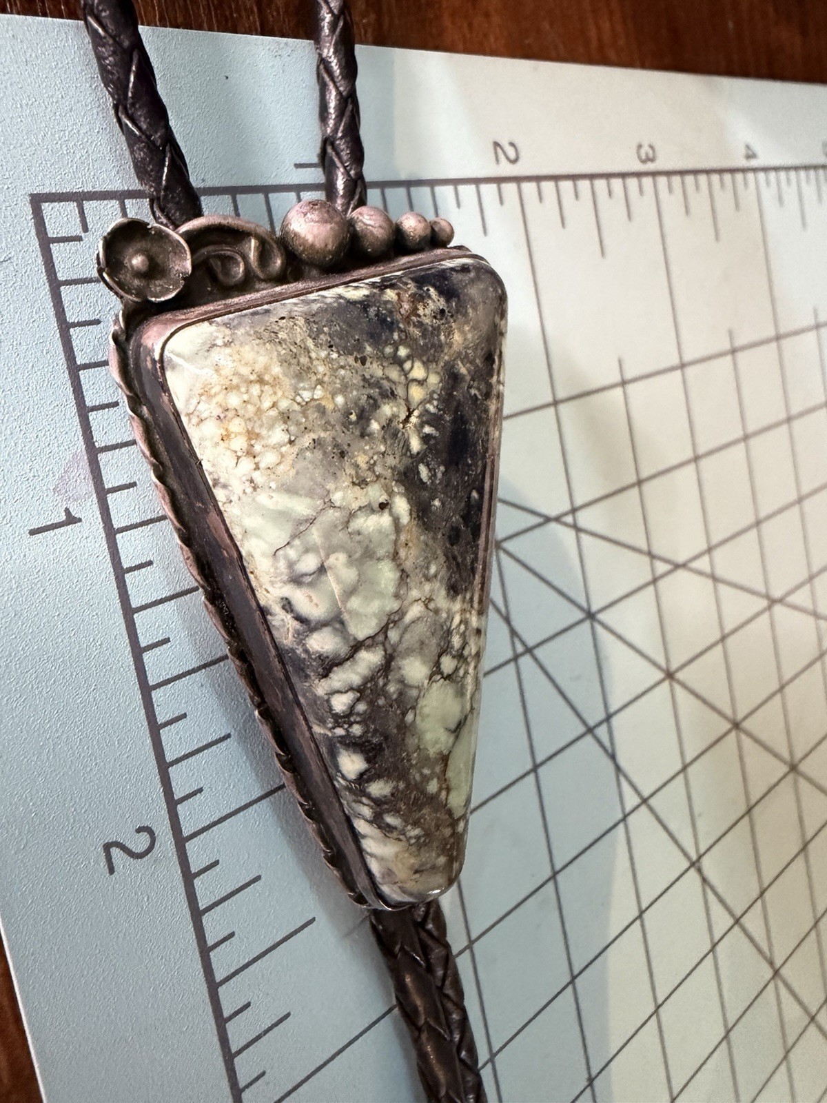 Vintage Sterling Silver Nevada Turquoise Bolo Tie Artist Stamped *Tips NOT 925*