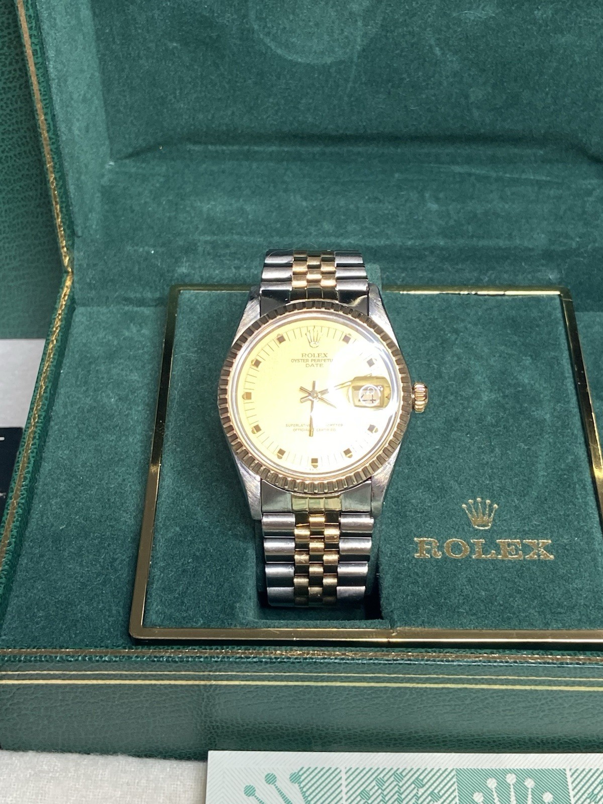 ROLEX ♛ Oyster Perpetual Date 15053* SS & 18K Full Set With Extra Dial ~Preloved