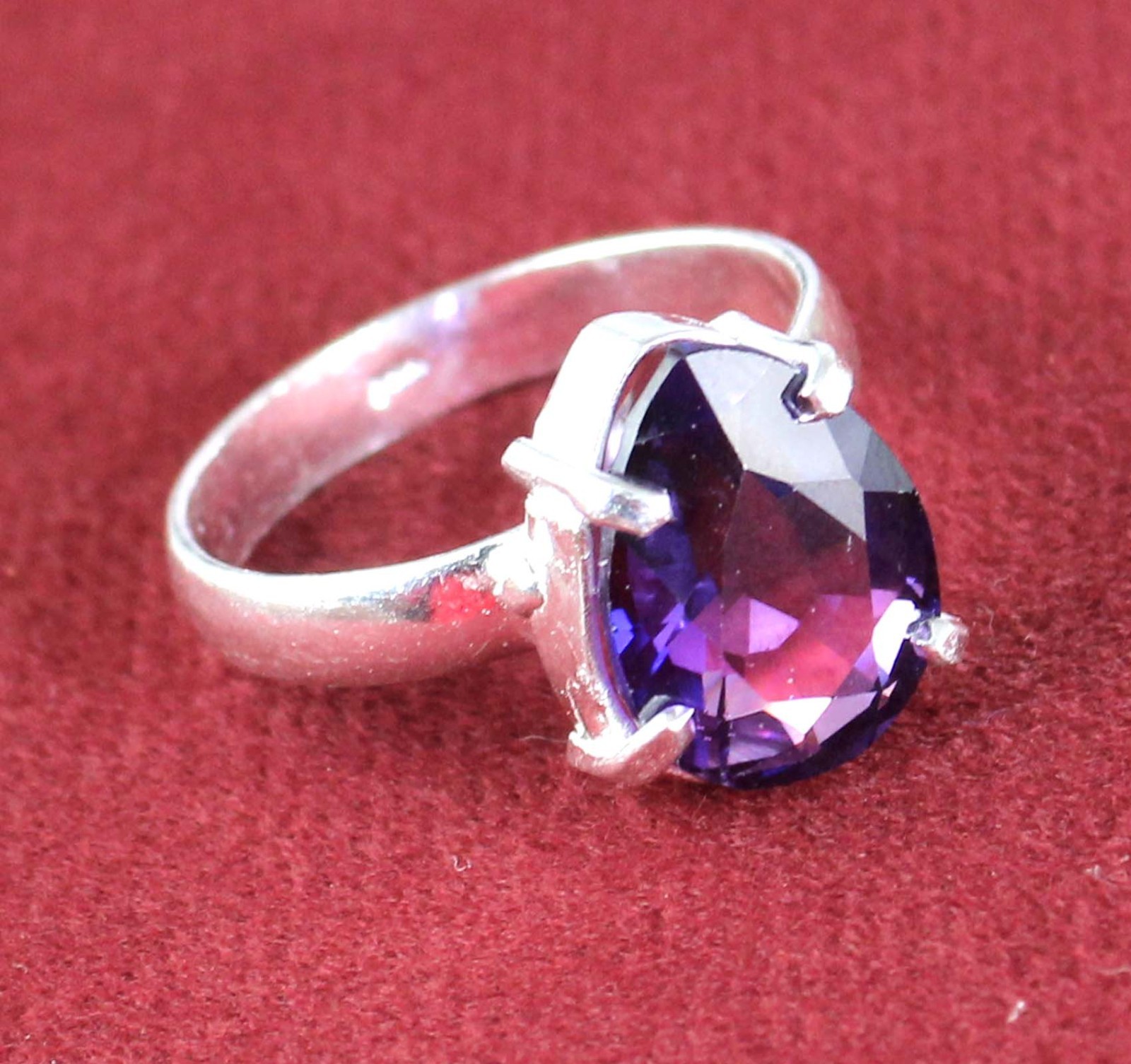 Gemstone Anniversary Ring 6.85 Ct Natural Pear Boysenberry Sapphire Certified