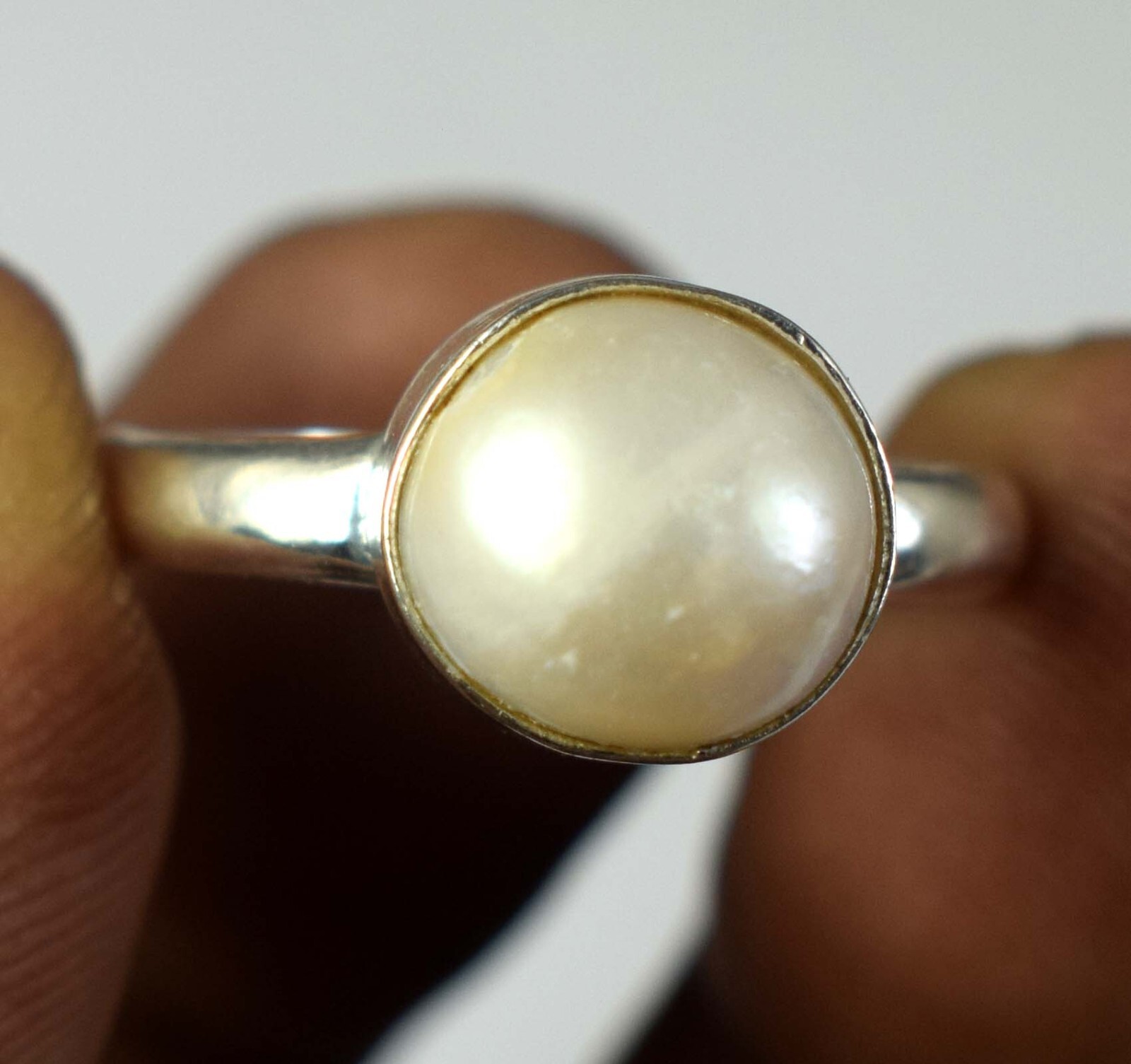 12.60 Ct Natural Tahitian White South Sea Pearl Round Gems Men’s Ring