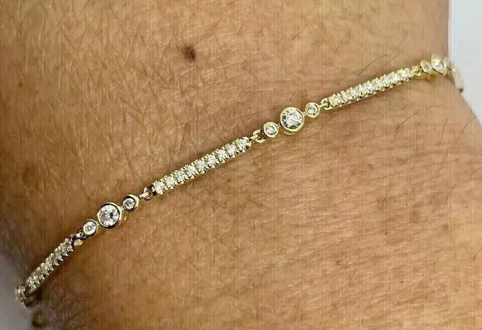 6CT Round Cut Lab-Created Diamond Women’s Tennis Bracelet 14K Yellow Gold Plated