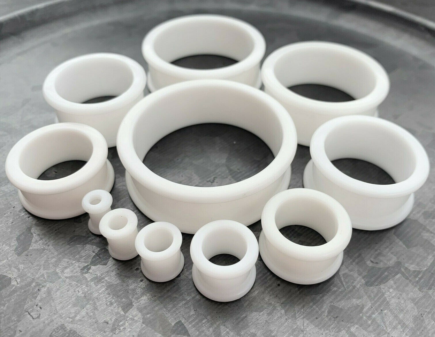 PAIR White Silicone Tunnels Double Flare Plugs Earlets Gauges up to 2 inch!