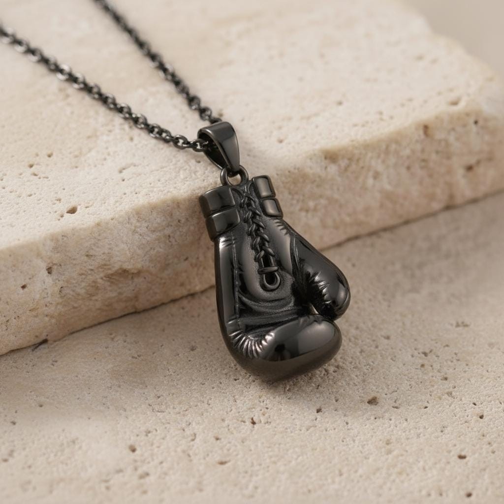 Sterling Silver Necklace Artemis Handmade Oxidized Boxing Glove Pendant