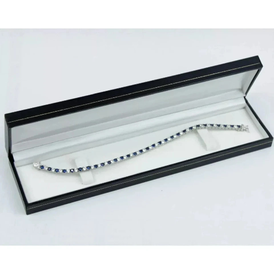 8Ct Round Simulated sapphire Engagement Tennis Bracelet 14K White Gold Plated