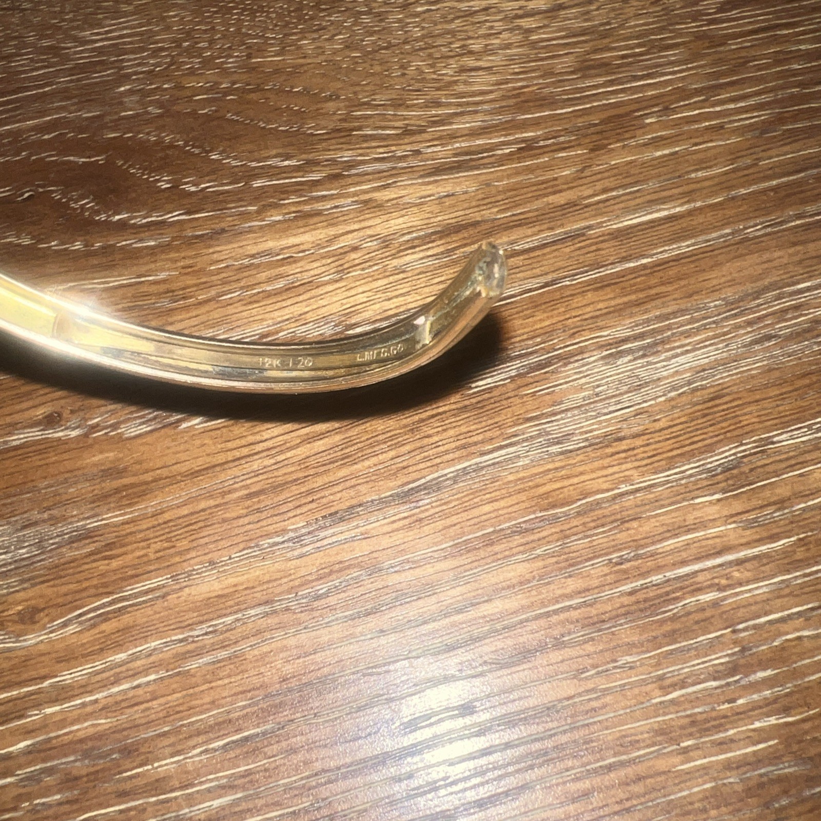 L.M.F.G. CO CUFF BANGLE 12K GOLD FILLED 2″ X 1 7/8″ FITS 5 3/4″ WRIST – OFC-Q