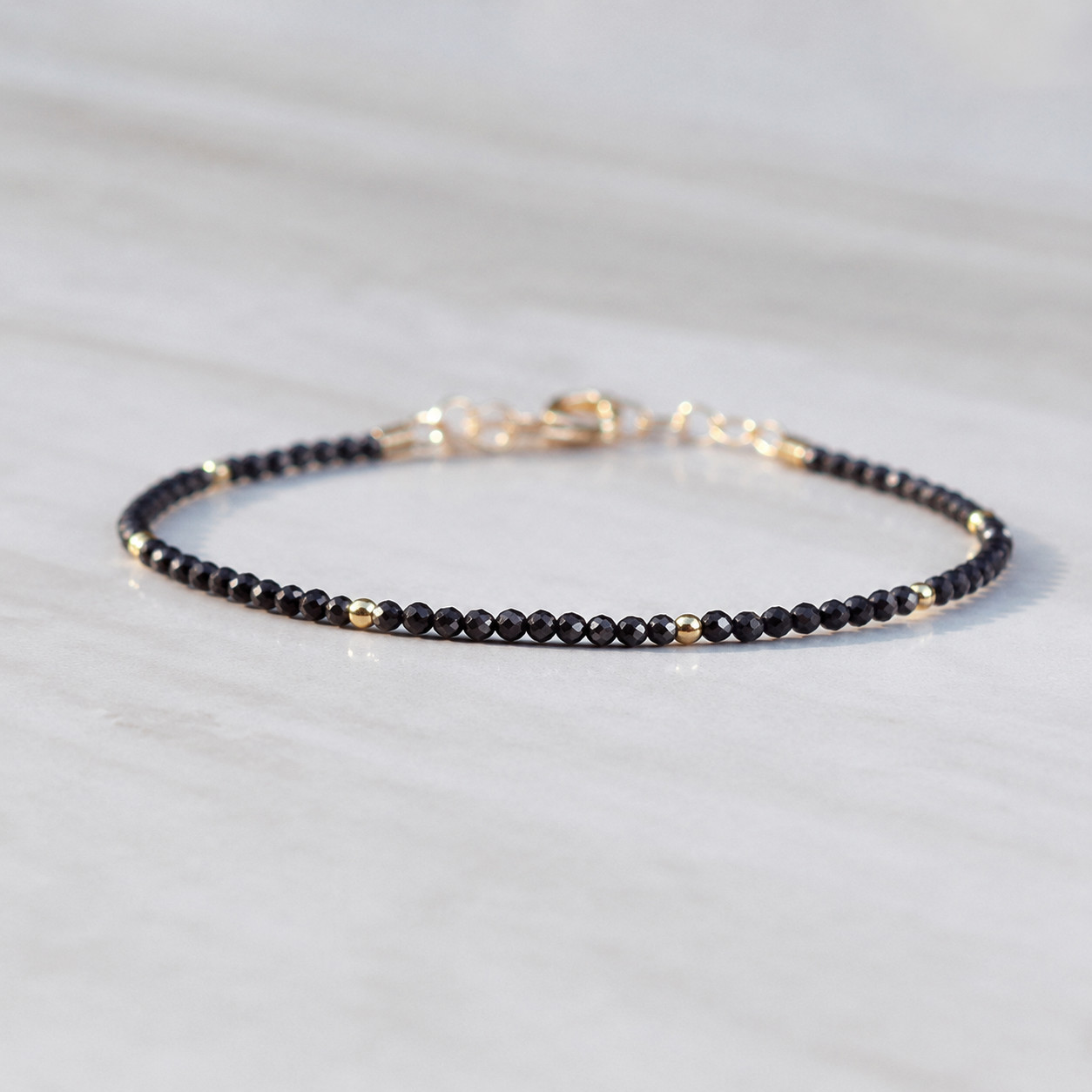 Natural Black Shungite Bracelet EMF Protection Crystal Healing Women Bracelet