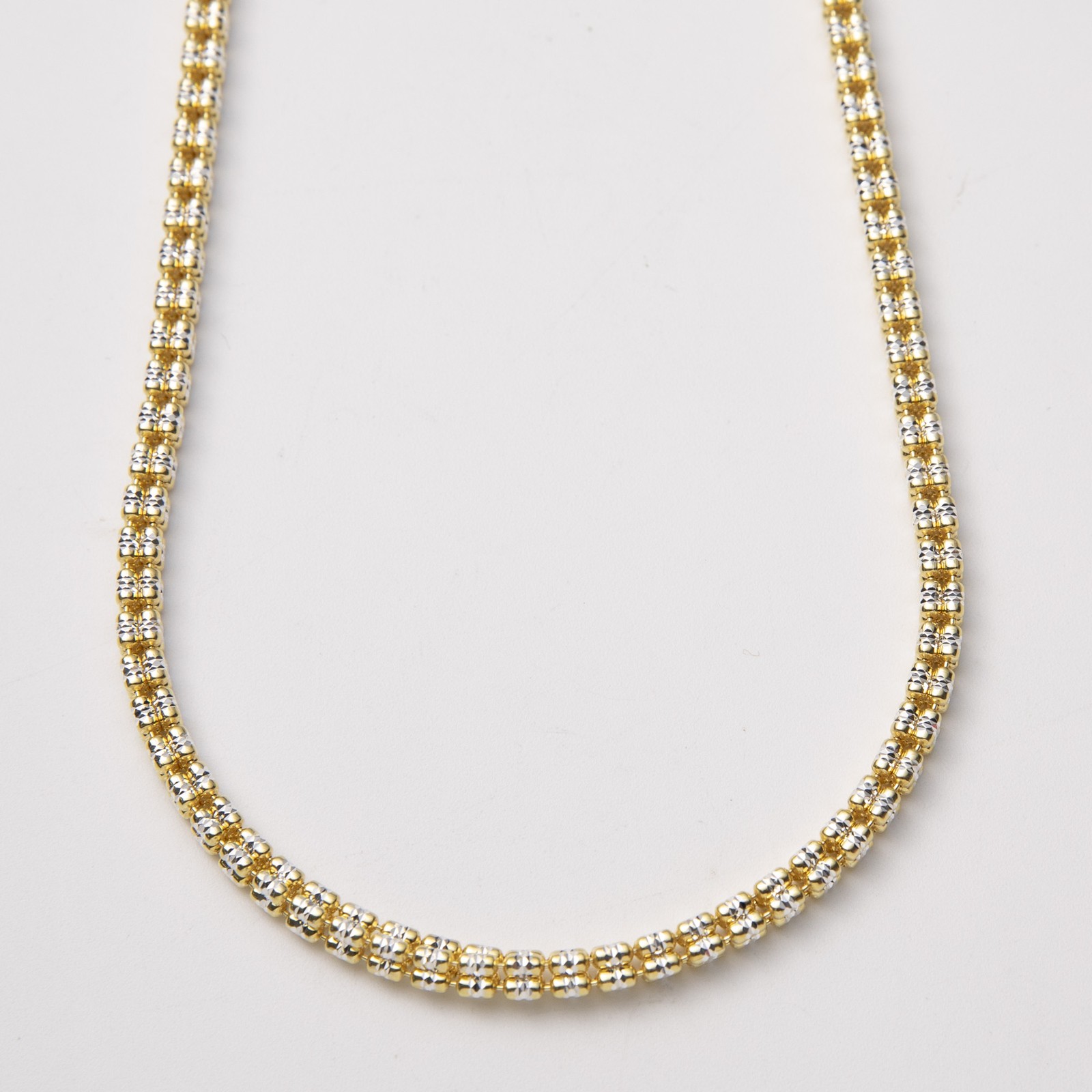 4mm Two-Tone Ice Link Chain 14K Yellow Gold-Plated Silver 925 Italy