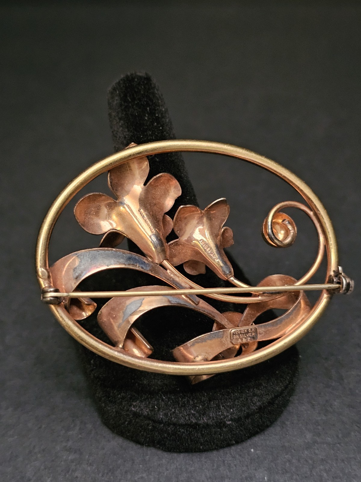 1940s 1/20 12K Gold Filled Silver Floral Brooch Pin A&Z Jewelry