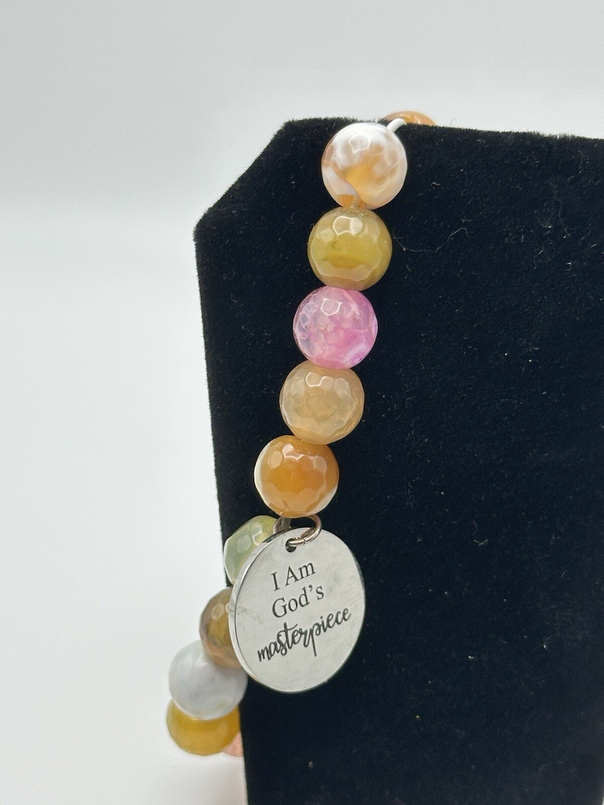 Healing Stone Beaded Stretch Bracelet With God’s Masterpiece Charm