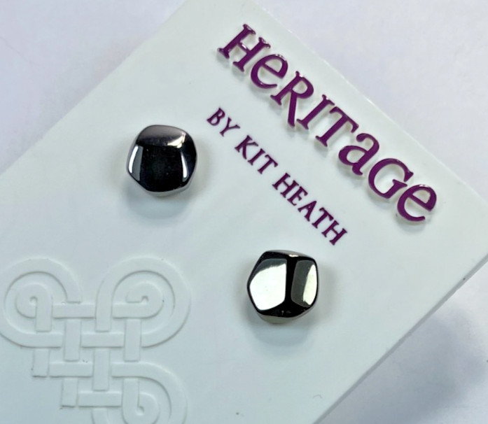 Kit Heath Ruthenium over Sterling Silver Signed Rokk Stud Earrings NWT Gift Box