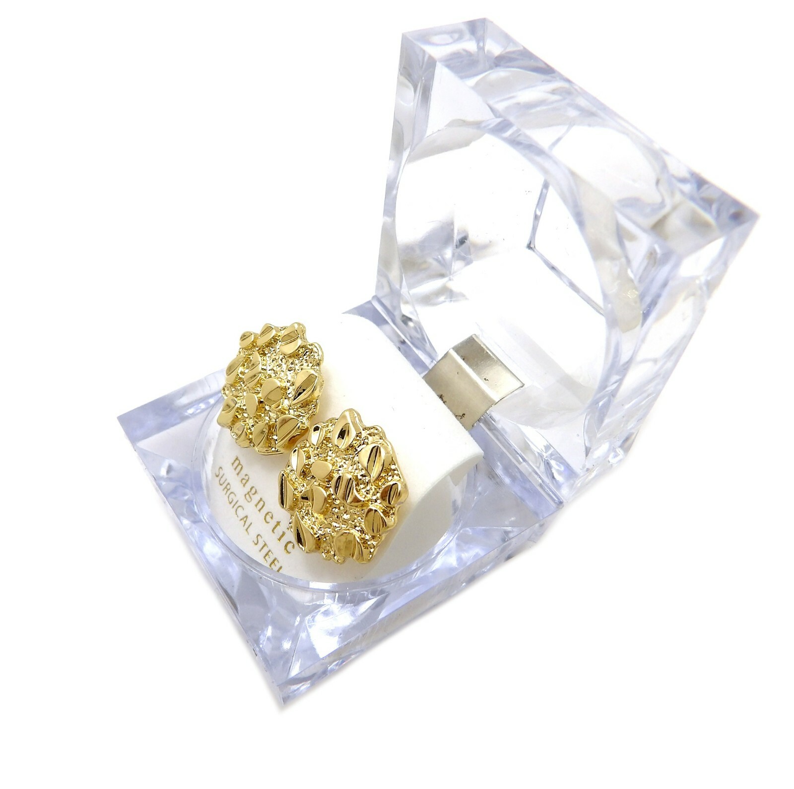 New Cookie Nugget Design Knob Magnetic Stud Earring With Lucite Box XE1277