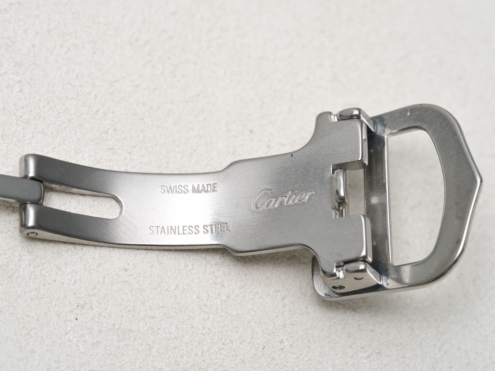 Cartier Deployment Buckle Clasp 14mm Fold Over Push Stainless Steel Genuine