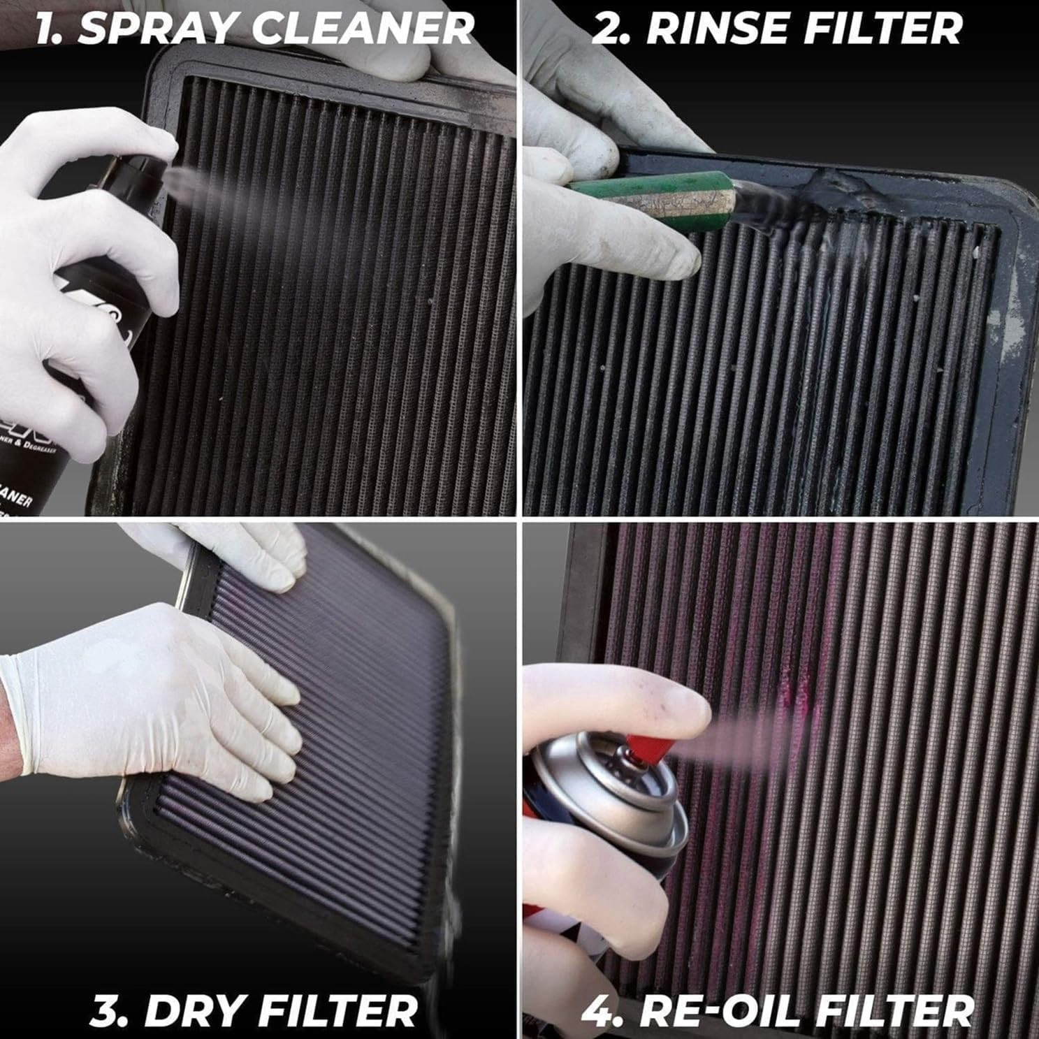 K&N Air Filter Cleaning Kit with Cleaner & Oil Restores Performance Filter Care