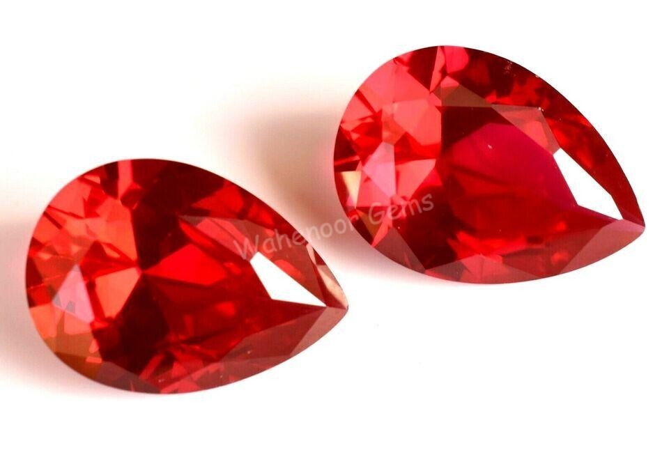 Pair Natural Mogok Red Ruby Pear 18.00×13.00 mm AAA+ Certified Treated Gemstone