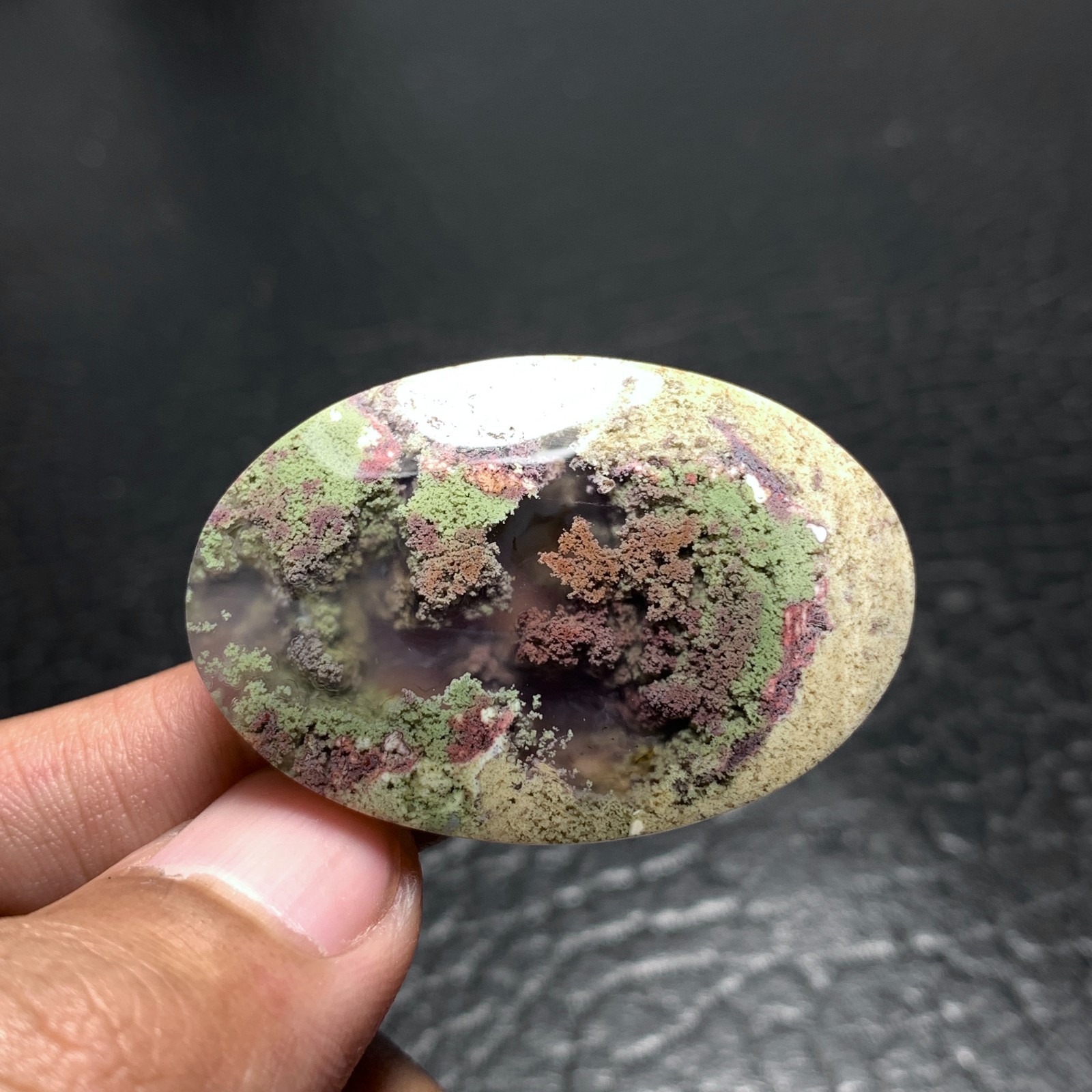 Scenic Moss Agate Cabochon 40x27x6mm High Quality 48 ct