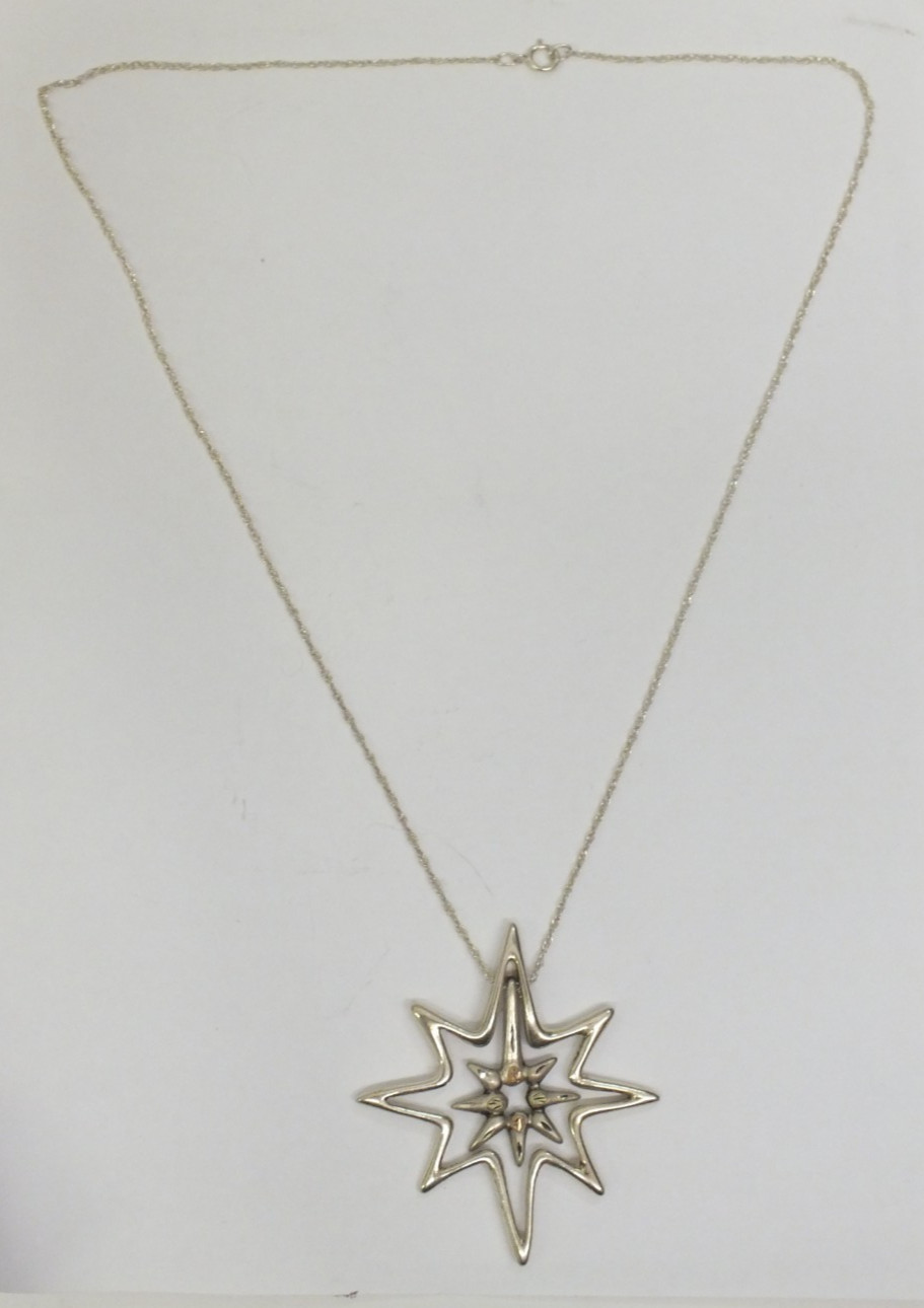 Landstrom’s Black Hills Gold Sterling Silver & 12K Gold Star Necklace w/ chain