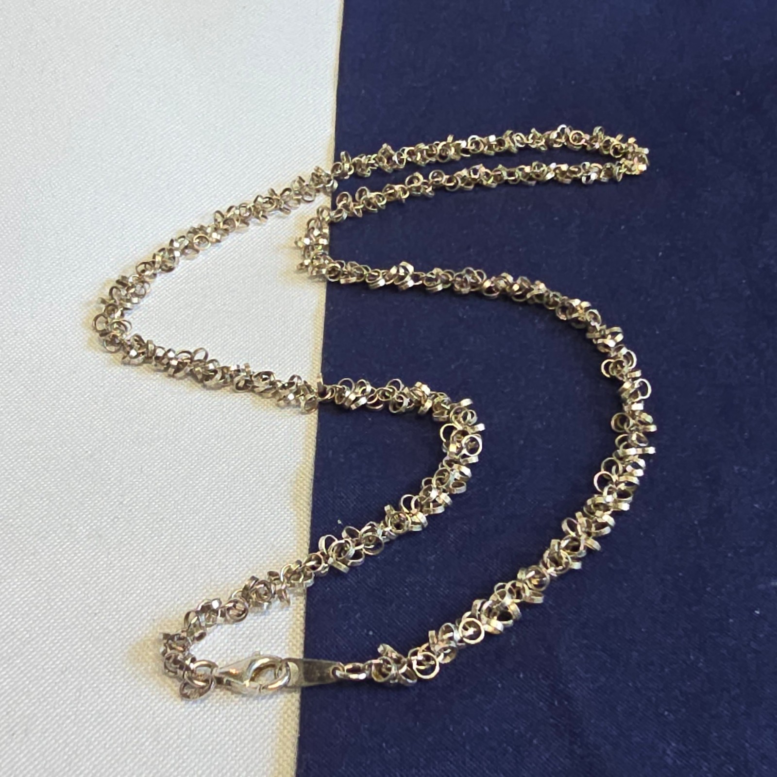 Sterling Silver Necklace 15.7g Fine Jewelry 22″ Unique Chain Lobster Clasp