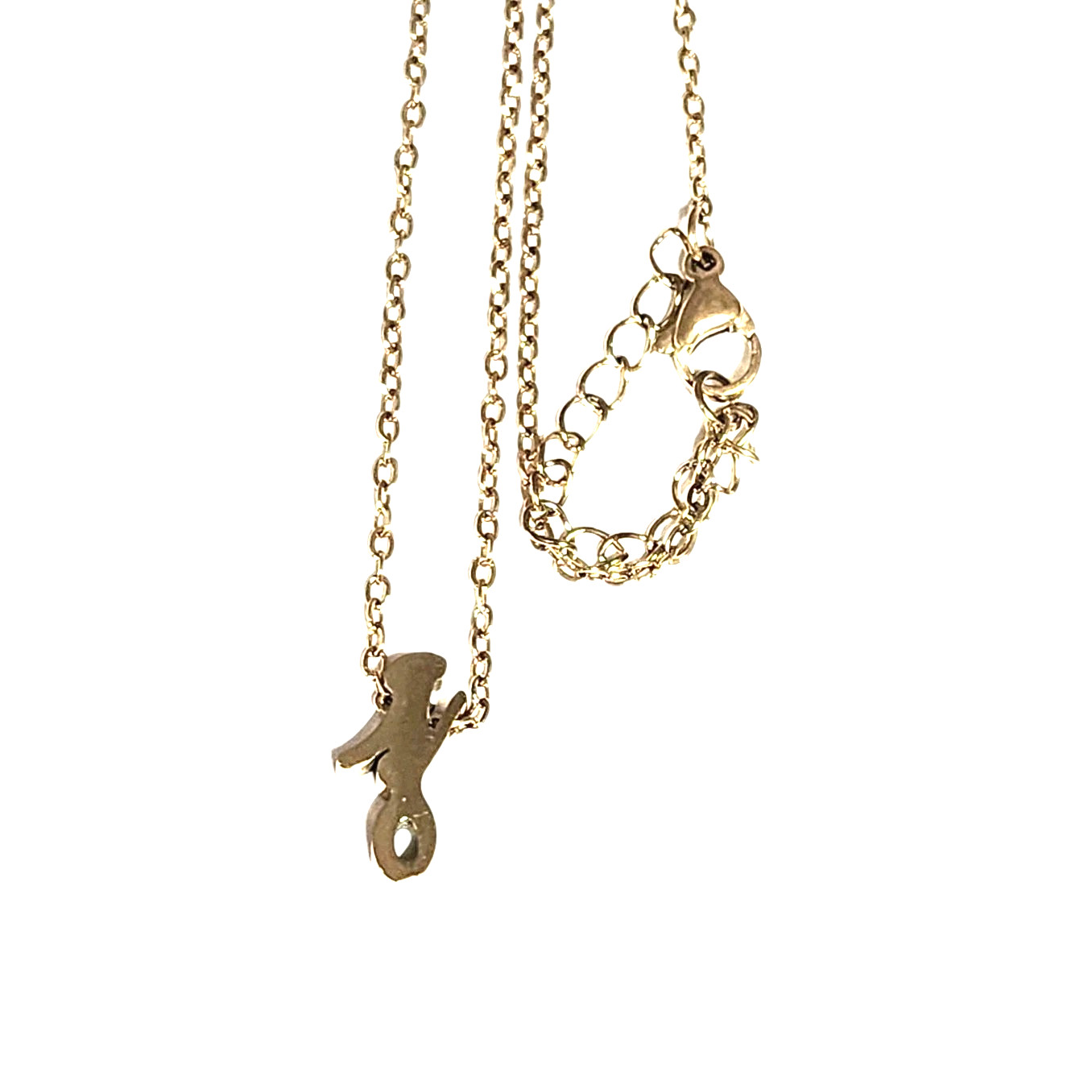 Dainty Cursive Letter J Initial Gold Tone Charm Pendant Necklace 17″ Name Cable