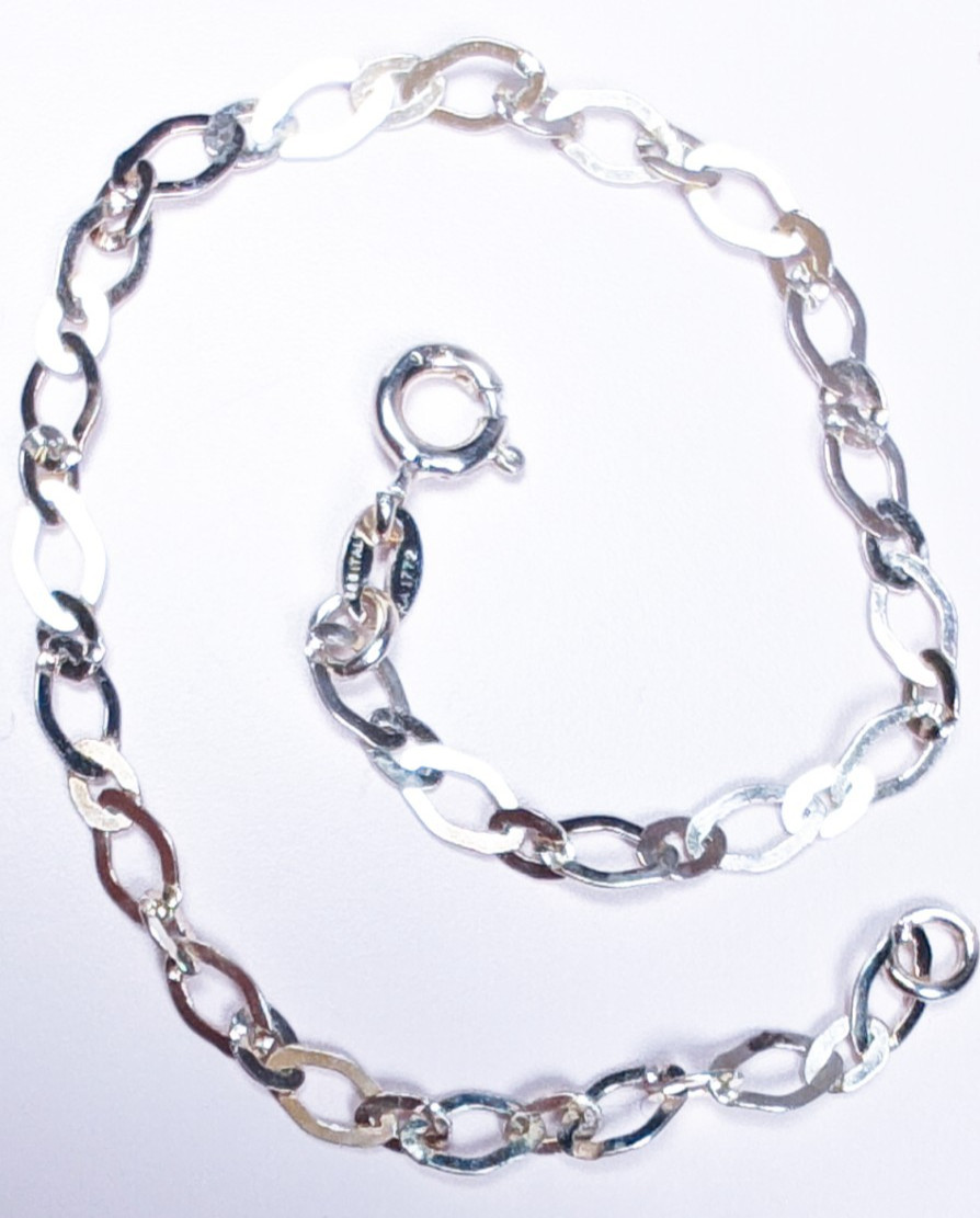 Italy 925 Sterling Silver Oval Link Bracelet 7.25″ Designer Spring Ring 1.65g