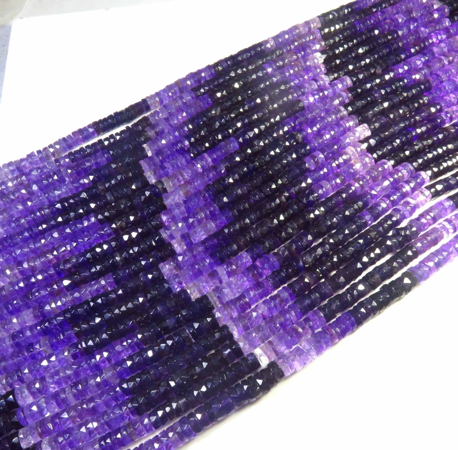 Purple Amethyst Shaded Gemstone 16″ Inch Natural Multi Heishi Faceted Beads 7 mm