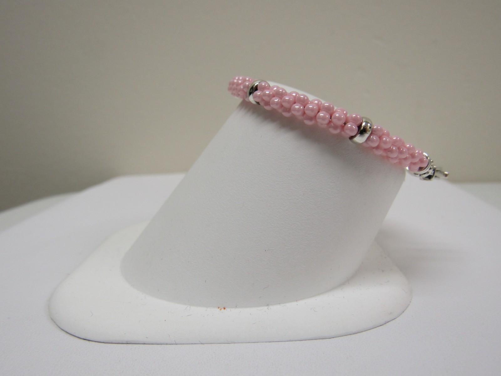 Designer LAGOS Sterling Silver 18K Pink Ceramic Caviar Rope Bracelet