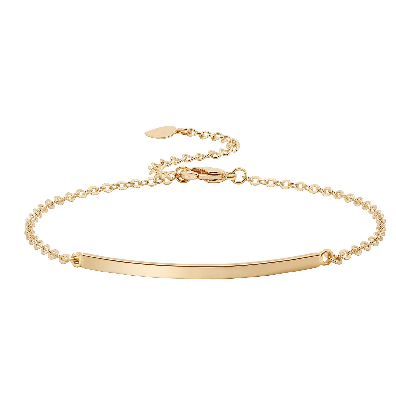 PERNNLA PEARL Dainty Gold Bar Bracelet for Women 7 inch, 1.Bar