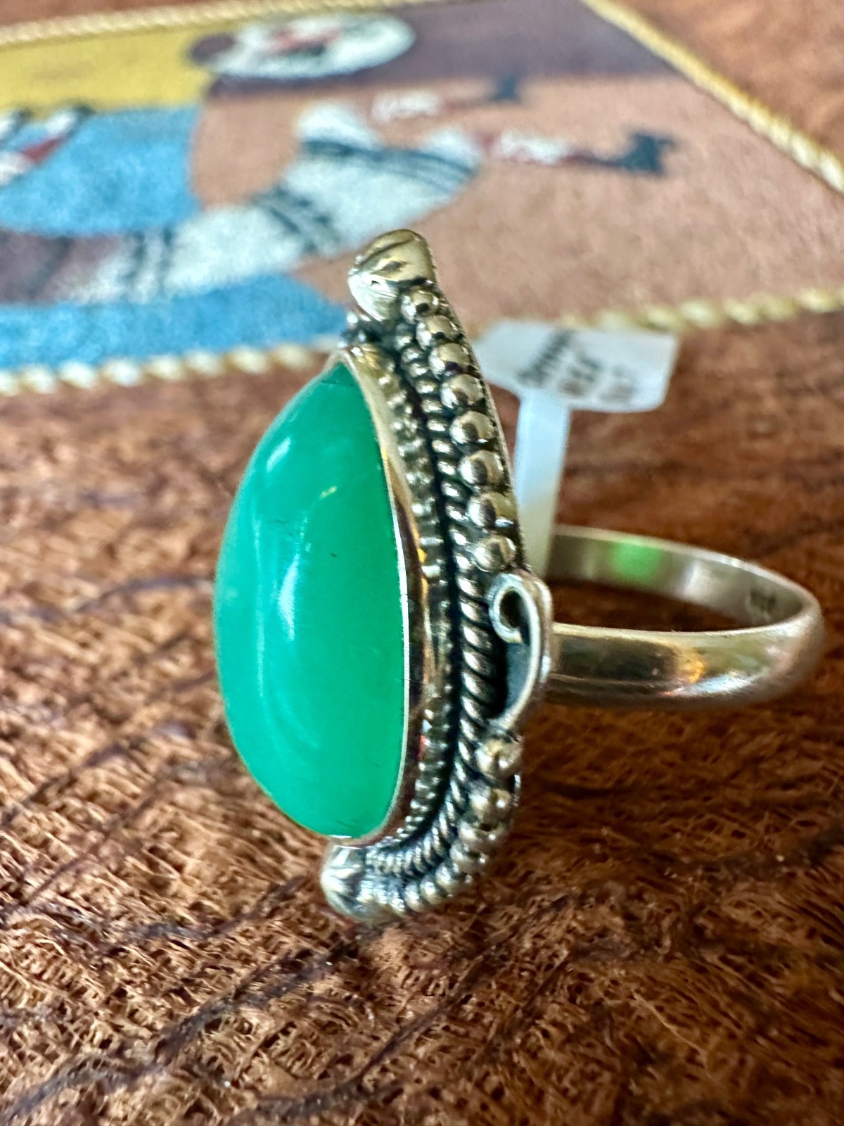 Chrysoprase .925 Sterling Ring Size 7 Stunning COLOR / WATCH VIDEO NOW!