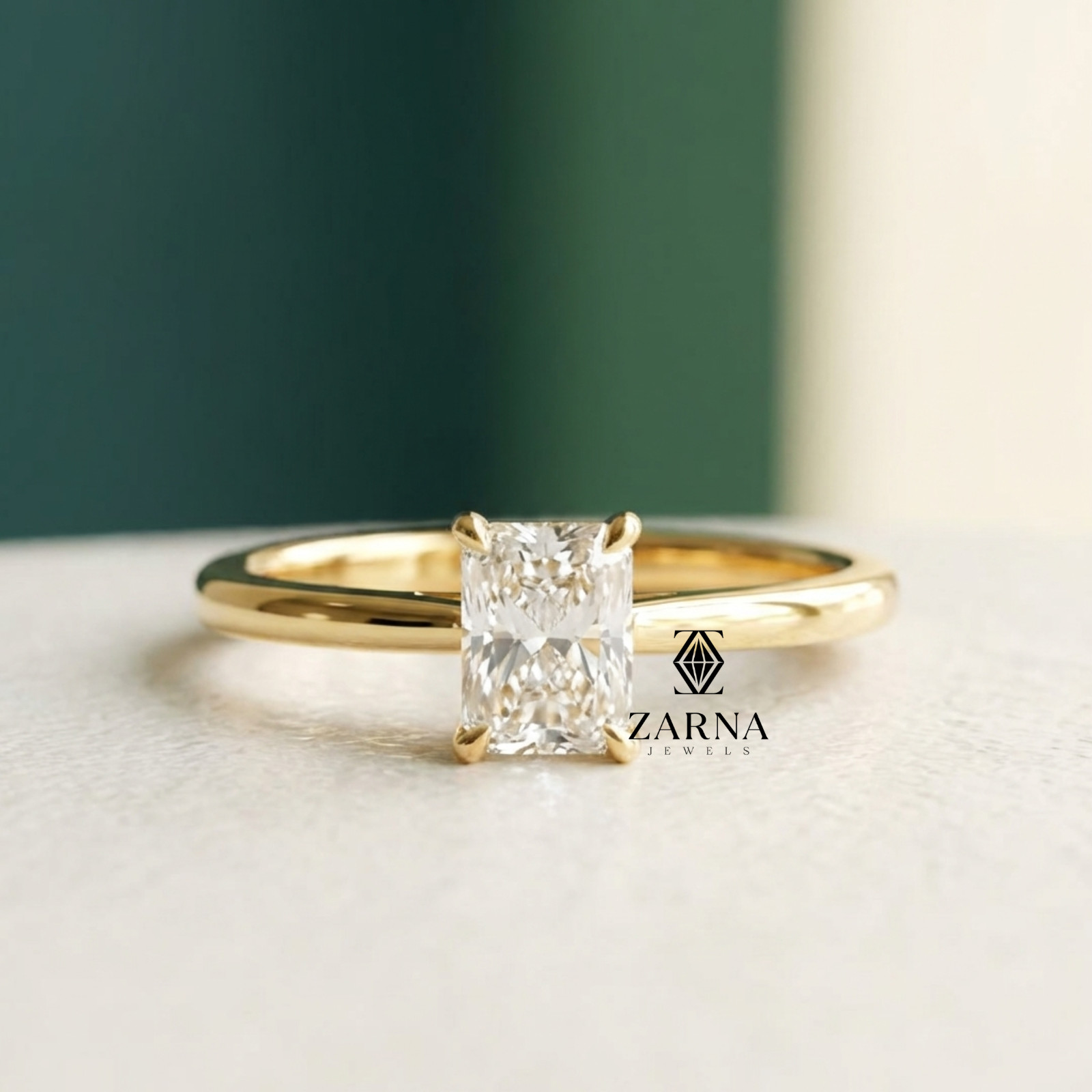 1.00 Ct. Radiant Cut Lab Grown 14K Gold Solitaire Diamond Minimalist Ring