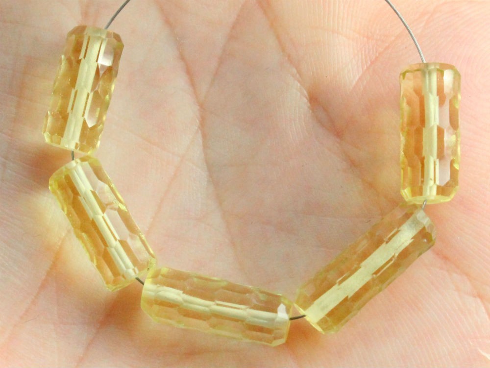 AAA Natural Lemon Quartz Faceted Tube Log Gemstone Beads