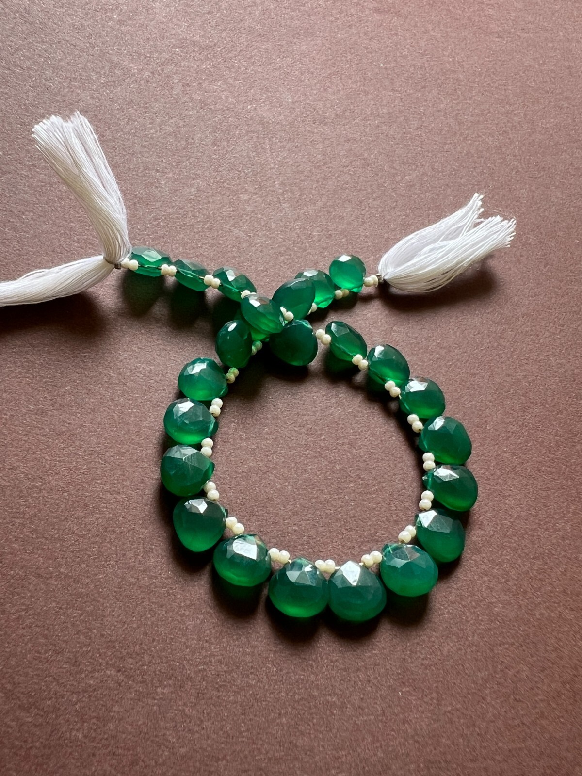 Green onyx Faceted Pear Briolette Beads 1 Strand 8-9mm Teardrop Gemstone