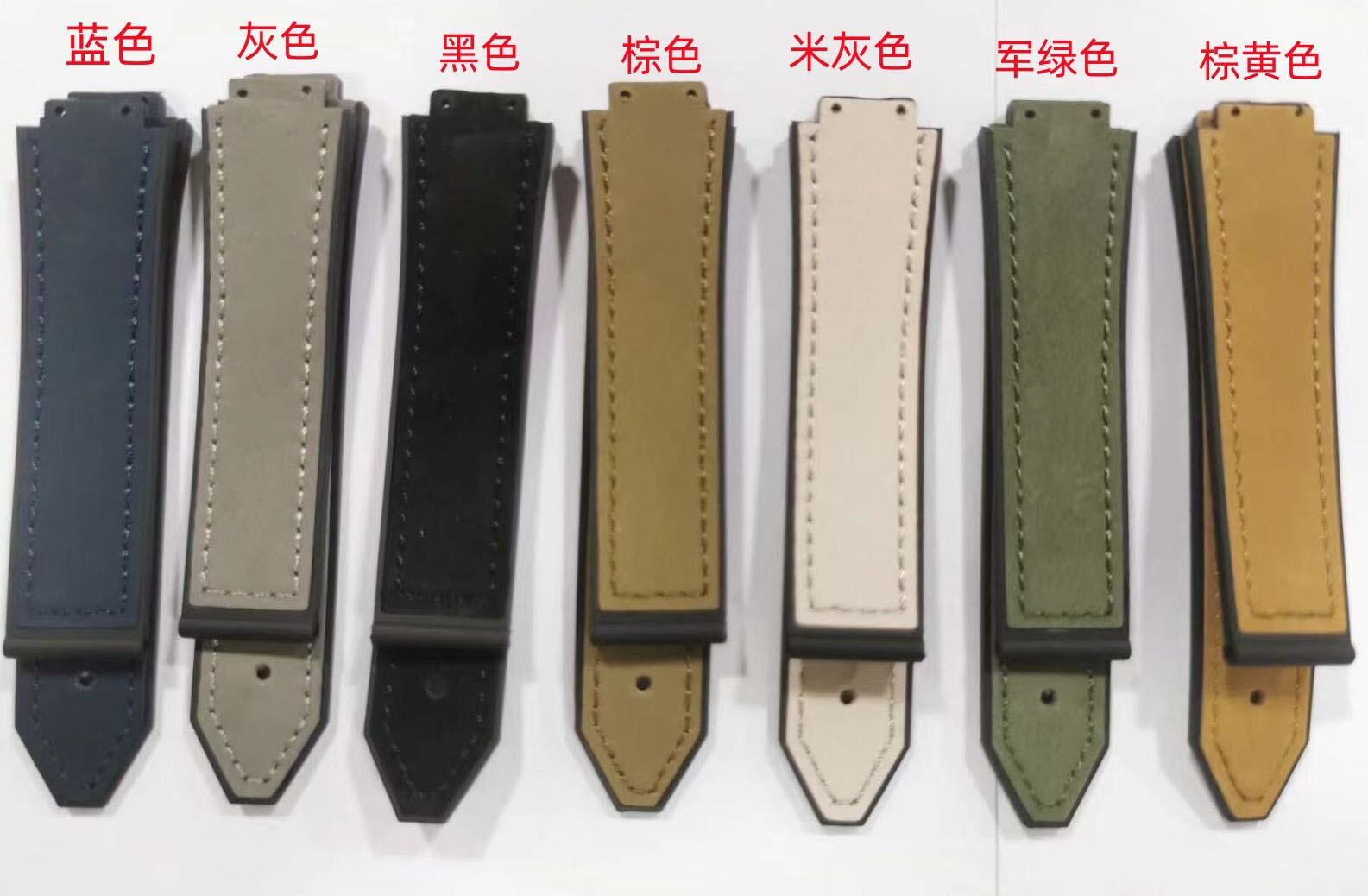 Premium Mens Leather Stick Rubber Sport Watch Band Strap 21 23 25mm for Hublot