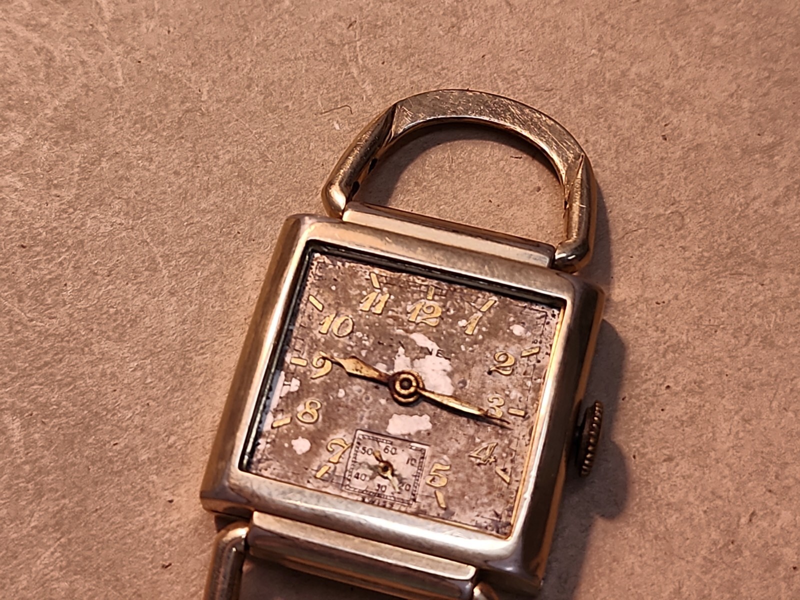 1940’s Longines 10L 10K Yellow GF Hinged Lug Driver’s Watch For Parts/Repairs
