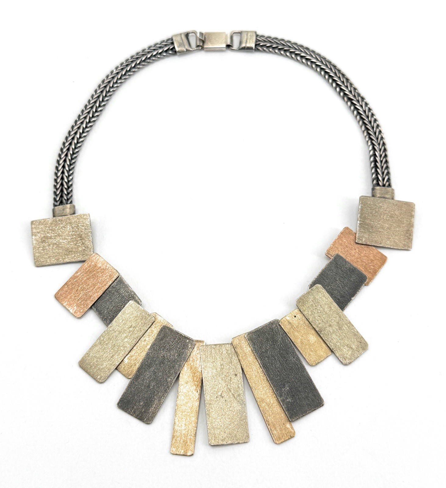 Sharon Levy Sterling Silver 925 Egyptian Necklace Statement Brutalist 16″ Israel