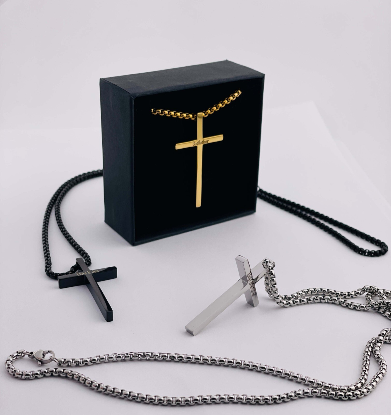Personalized Engraved Cross Necklace Christian Catholic Easter Gift Pendant